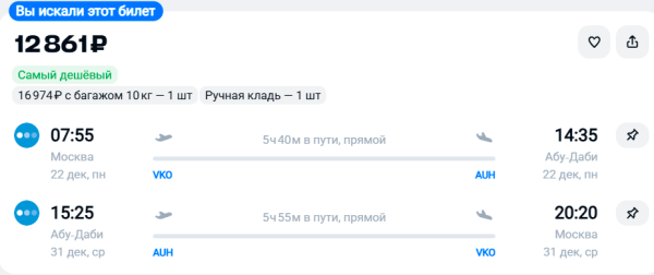 Слетать в Дубай за новогодними подарками можно за 10 тысяч рублей
